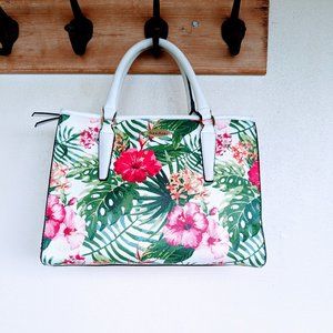FRANCO SARTO Palm Paradise Handbag White Floral  NWOT